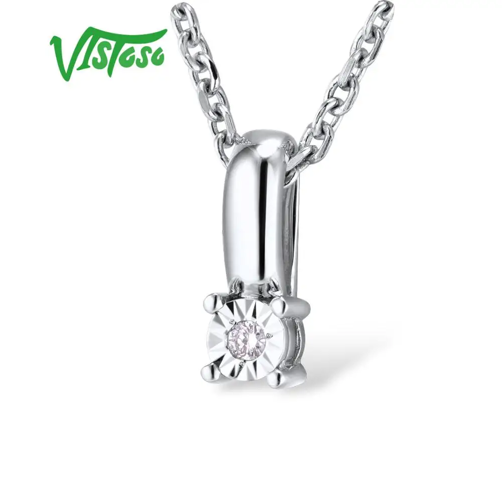 VISTOSO Pure 14K 585 белое золото сверкающая иллюзия набор чудо тарелка алмазный кулон