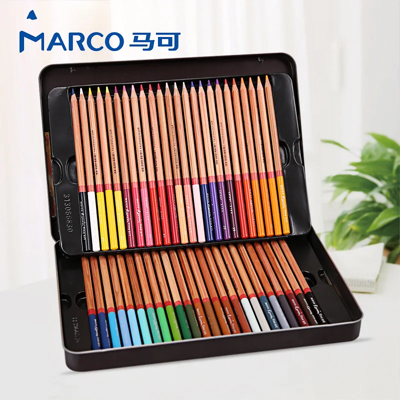 Marco Renoir Colored Pencils 24/36/48/72 Color fine art professional Oily lapis de cor Painting pencil Colored Pencil Tin Box
