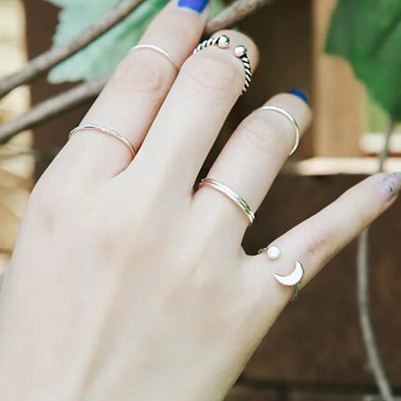 Genuine Real Pure Solid 925 Sterling Silver Rings for Women Jewelry Simple Round Female Finger Ring Party Bague China Size silver ring silver rings