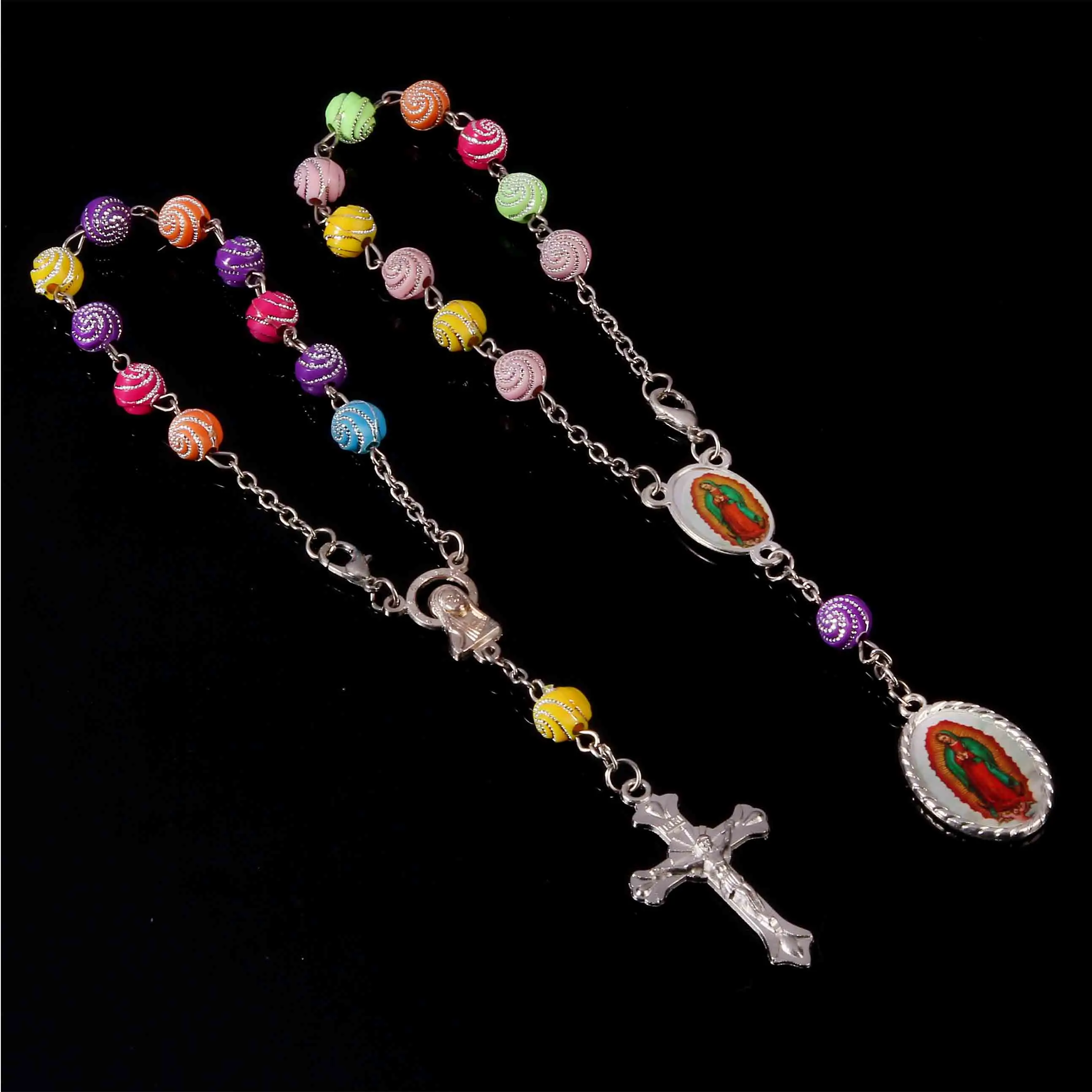 Pearl Bracelet Catholic Rosary Holy Communion Gift Guadalupe, St. Jude Cross Pendant Bracelet Alloy Jewelry