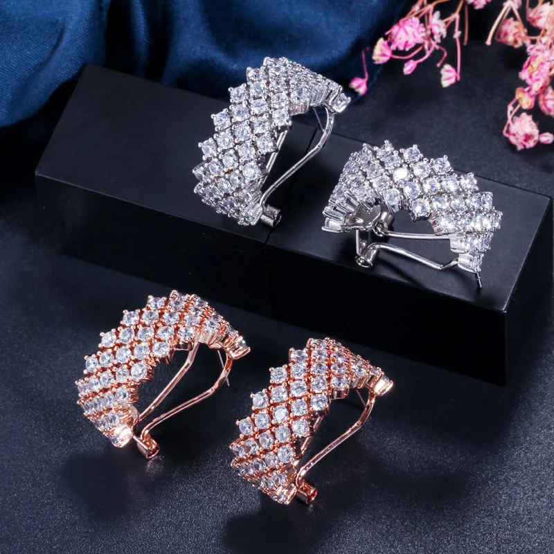 Женские круглые серьги кольца с фианитом высокого качества|hoop earrings for women|hoop