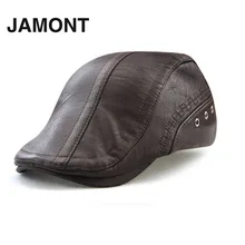 JAMONT мужские береты из искусственной кожи s Весна Осень Новые мужские Регулируемые ПУ кепки с козырьком кепки модные повязки Кепка плоская шляпа
