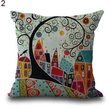 

Cushion Cover European Building Style Decorative Linen Cotton Cushion Pillow Cover