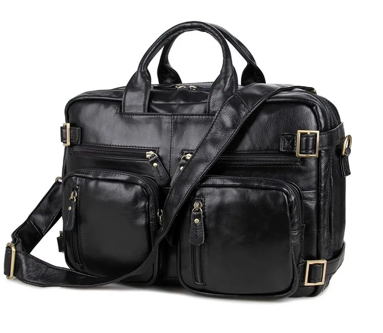 

Augus High Quality First Layer Cow Leather Briefcase Casual Large Capacity Office Handbag For Business Men 7026A/7026C