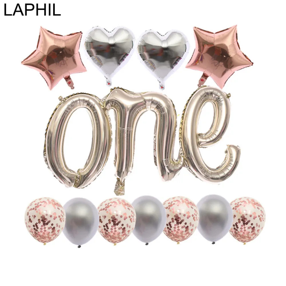 

LAPHIL 12pcs Foil Letter Balloon 1st Birthday Baby Shower Boy Or Girl Ballon Babyshower My First Birthday Party Decorations Kids