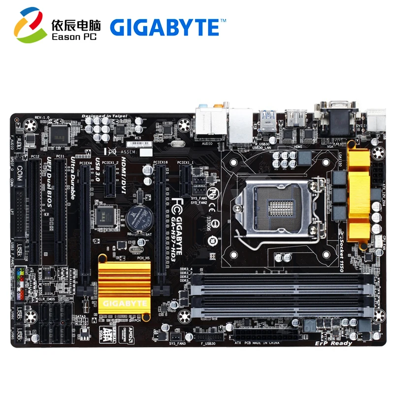 

GIGABYTE GA-H97-HD3 desktop motherboard LGA1150 i3 i5 i7 DDR3 USB3.0 32G ATX