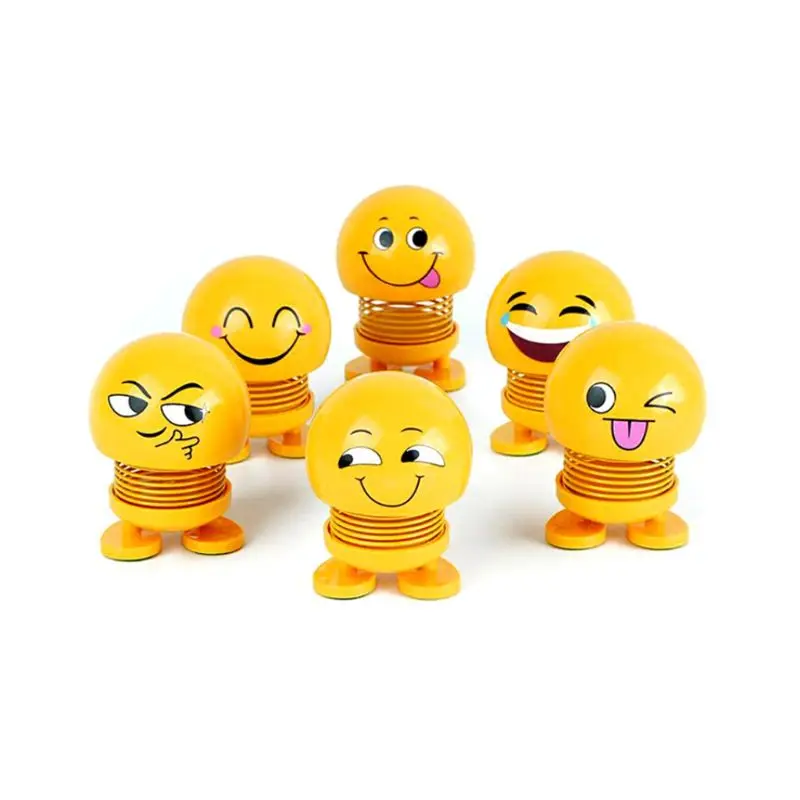 

Funny Spring Man Shaking Head Doll Emoji Emotion Face Expression Figure for Children Toys Gifts Car Decor Supplies
