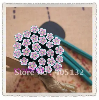 

c-03 Free Shipping 100pcs 5mm Cute Red&Green Flower Cane Fancy Nail Art Polymer Clay Cane