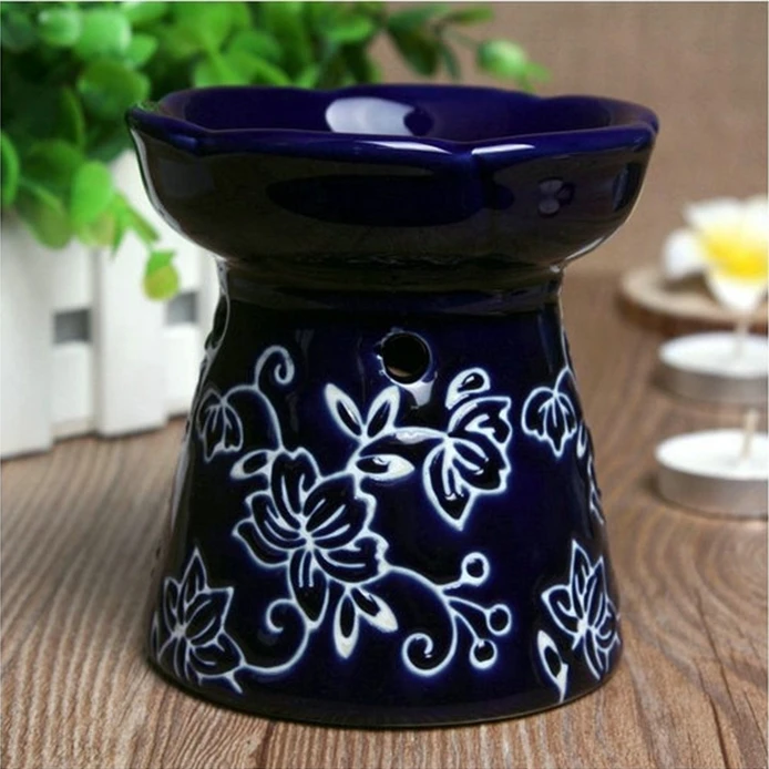 Dia 9.7*10.3cm Classic Flower Painting Ceramic Aroma Oil Burner