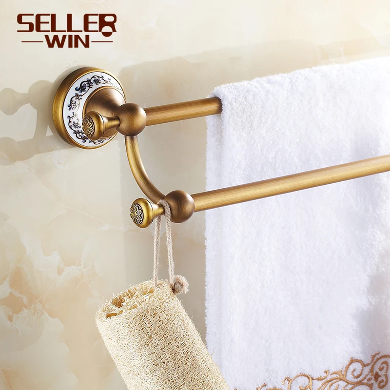Wen Shang antique blue and white ceramic double bar towel rack bathroom