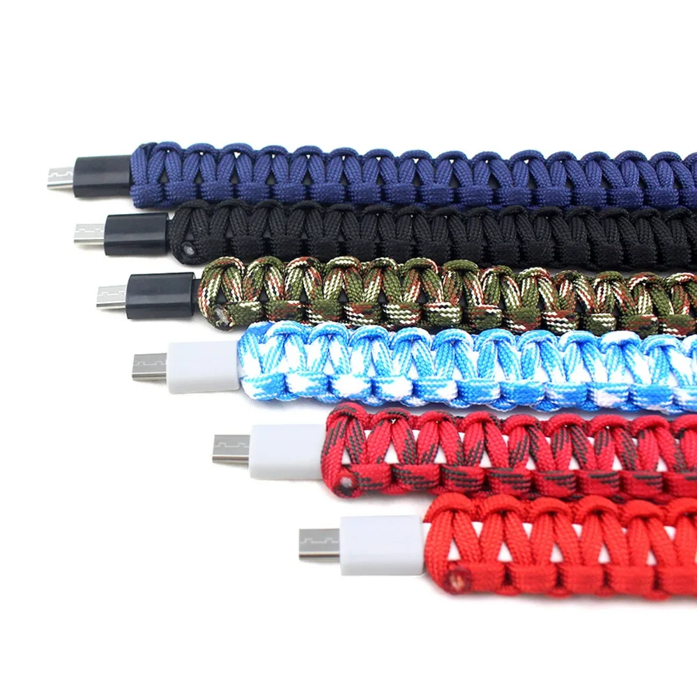 Данных зарядный кабель браслет Портативный веревка для зонтика браслет для Android/iPhone