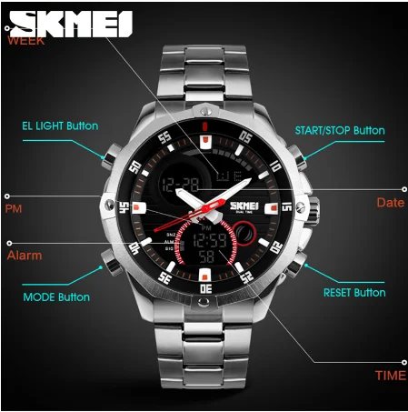 Men's Sports Watches Stainless Steel Quartz Chronograph Watch Top Luxury Brand  Wristwatchwes Men's