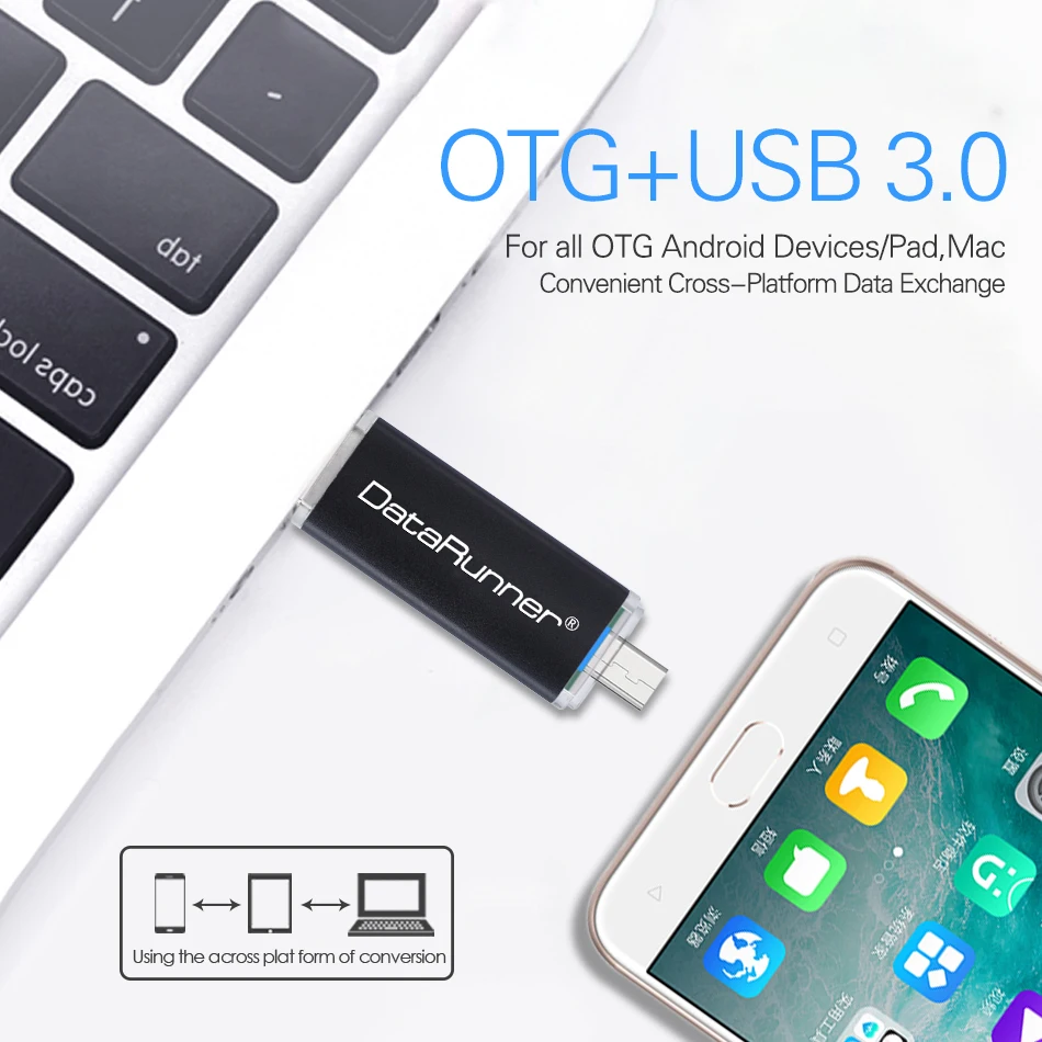 DataRunner OTG USB флэш накопитель 2 в 1 микро флешка 3 0 флеш 16 ГБ 32 64 Гб 128 256