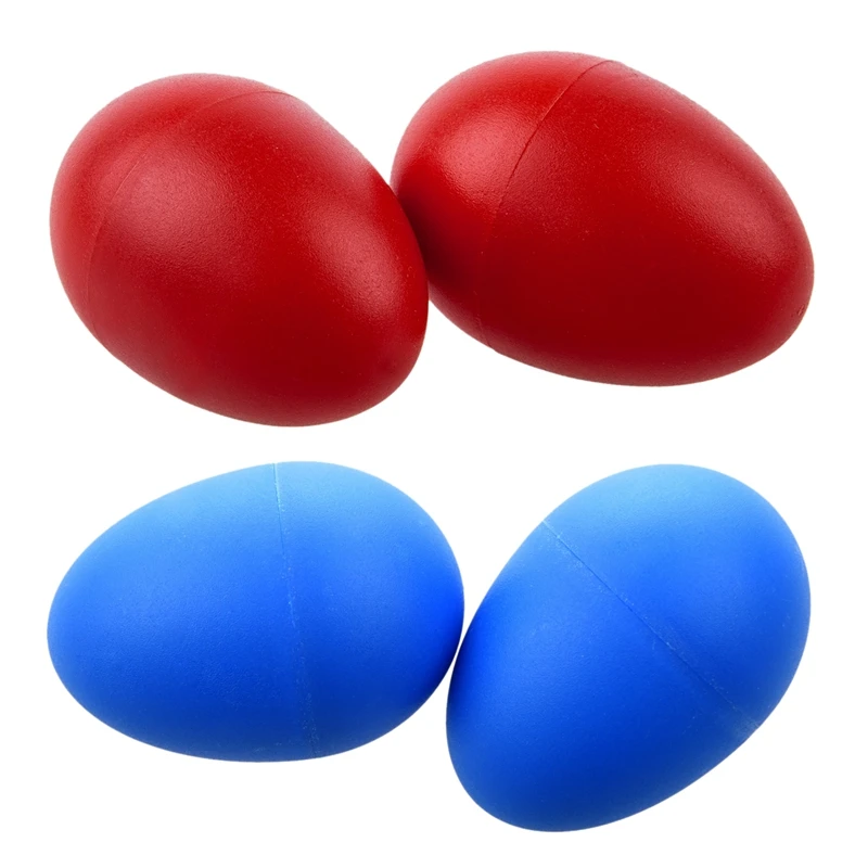 

2 Pair Plastic Percussion Musical Egg Maracas Shakers Red & Blue