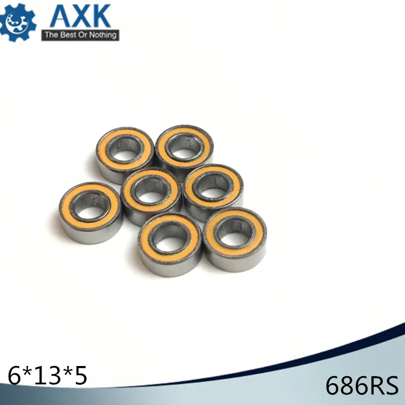 

686RS Bearing 10PCS 6x13x5 mm ABEC-3 Hobby Electric RC Car Truck 686 RS 2RS Ball Bearings 686-2RS Orange Sealed