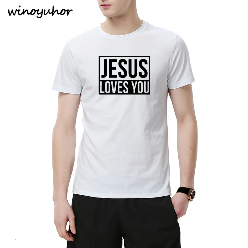 Мужская футболка с коротким рукавом Jesus Loves You Christian Religion брендовая Повседневная |