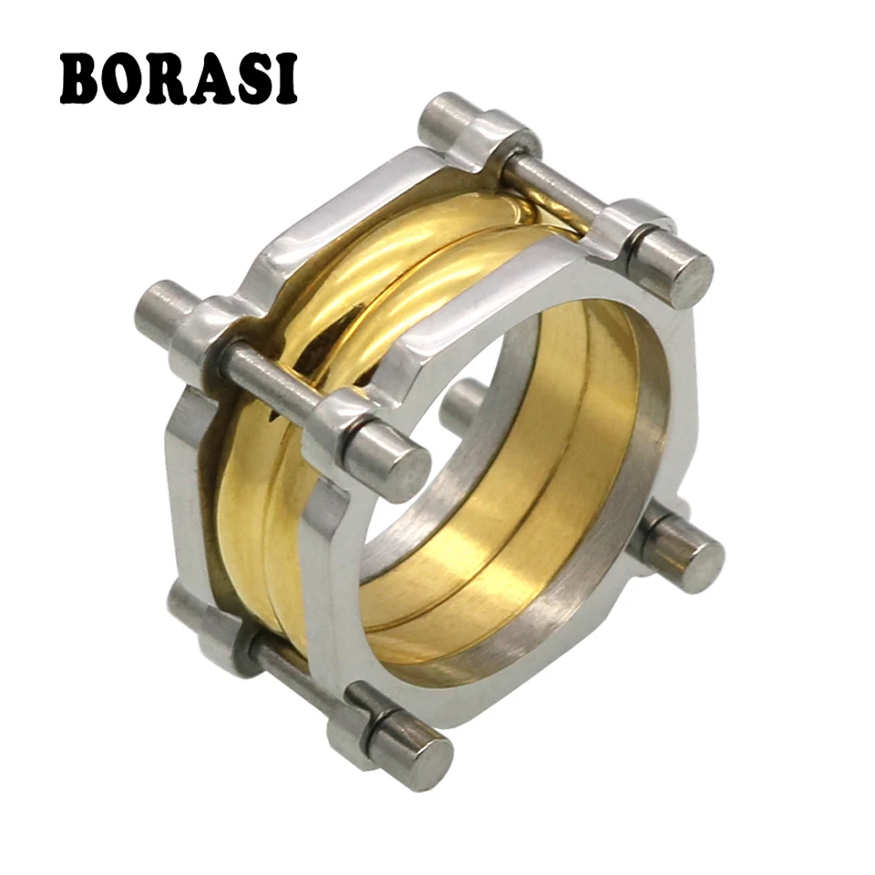 15mm Width Brand Design Gold / Silver Color 316L Stainless Steel Rings For Women / Men Party Jewelry Anel Feminino anillos