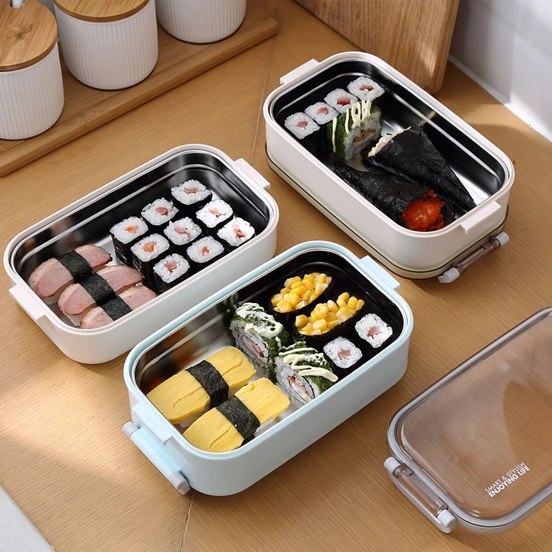 304 Stainless Steel Lunch Box Thermos Leakproof Japanese Cute Bento Box Microwave Kids School Picnic Food Container Portable Set
