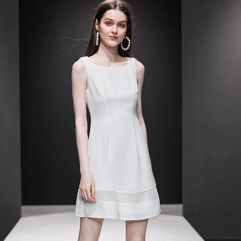 

vestidos de fiesta de noche summer dress 2019 Sleeveless white stitching sweet waist slimming dress