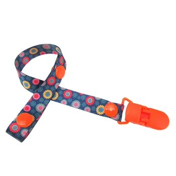 

Baby Pacifier Chain Cartoon Print Fixed Button Baby Pacifier Clip Chain Ribbon Dummy Soother Holder Chain Anti-Drop Buckle Str