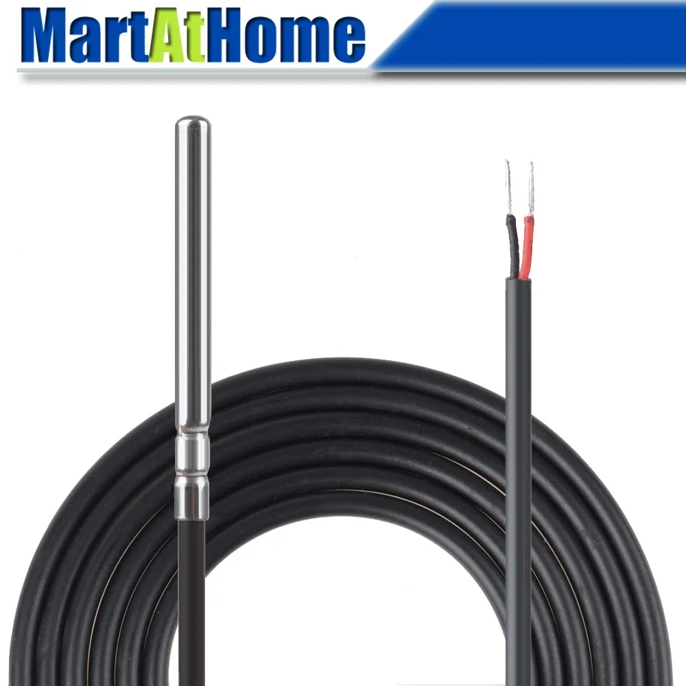 

5 PCS Stainless Steel Temperature Sensor Probe Waterproof Thermistor -22 to 572 F / -30 to 300 C NTC 100K B=3950 with Cable @CF