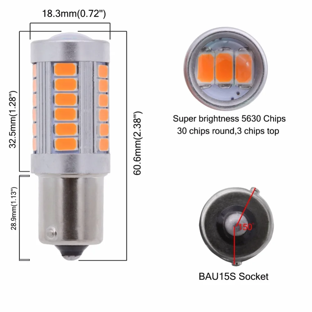 Katur 2 шт. 1156 BAU15S PY21W 7507 светодиодный лампы для автомобилей указатели поворота Янтарный/оранжевый освещение белый красный синий 5630 33SMD