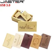 JASTER USB 3,0 деревянный usb+ коробка Пользовательский логотип памяти флеш-накопитель USB флэш-накопитель 4 ГБ 8 ГБ 16 ГБ 32 ГБ 64 ГБ 128 г Флешка подарок на Хэллоуин