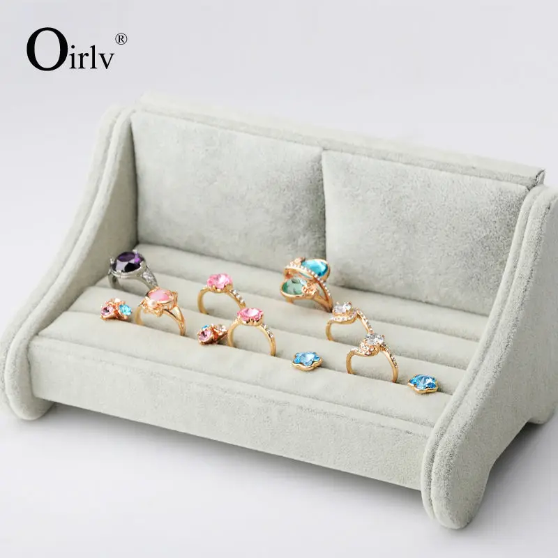 Oirlv Free Shipping Silver Gray Color Sofa Shape Velvet Jewelry Oirlv Free Shipping Silver Gray Color Sofa Shape Velvet Jewelry Display Stand Ring Holder For Counter