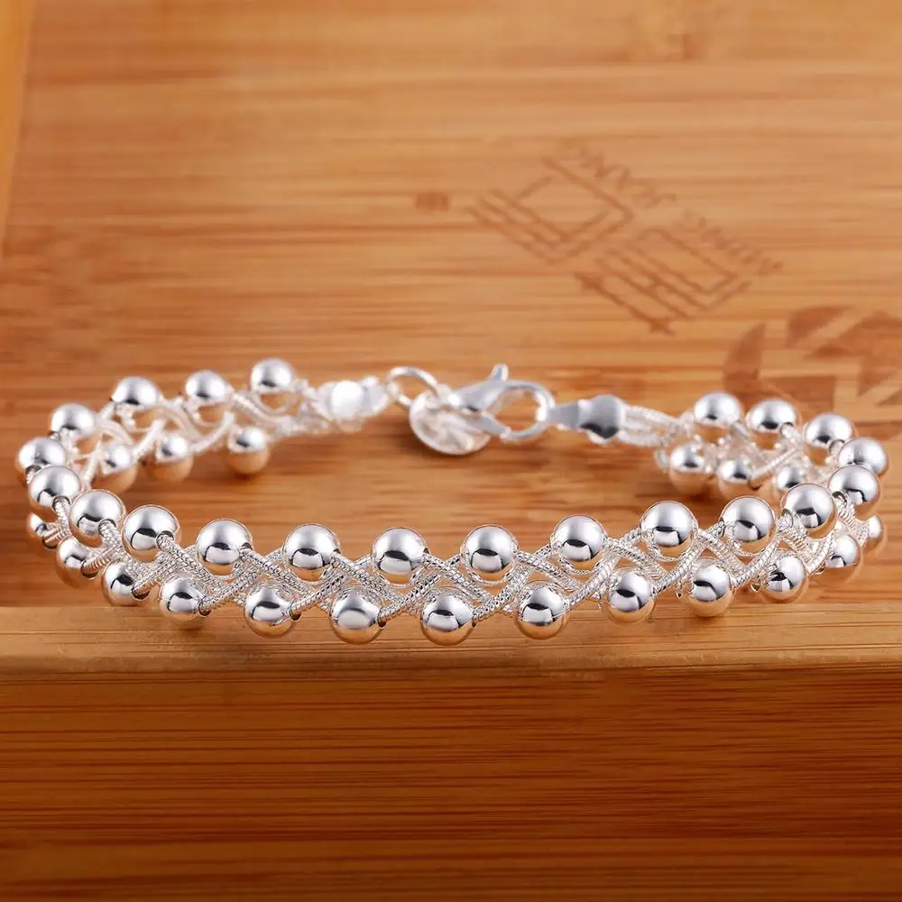Браслет LH002 из плетеных бусин серебряного цвета Прямая поставка|bracelet plated|bracelet