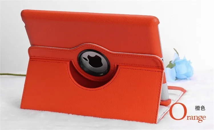 360 Вращающийся Магнитный чехол из искусственной кожи чехол для нового ipad mini 1 2 mini 3 с защитой экрана+ пленка - Цвет: orange