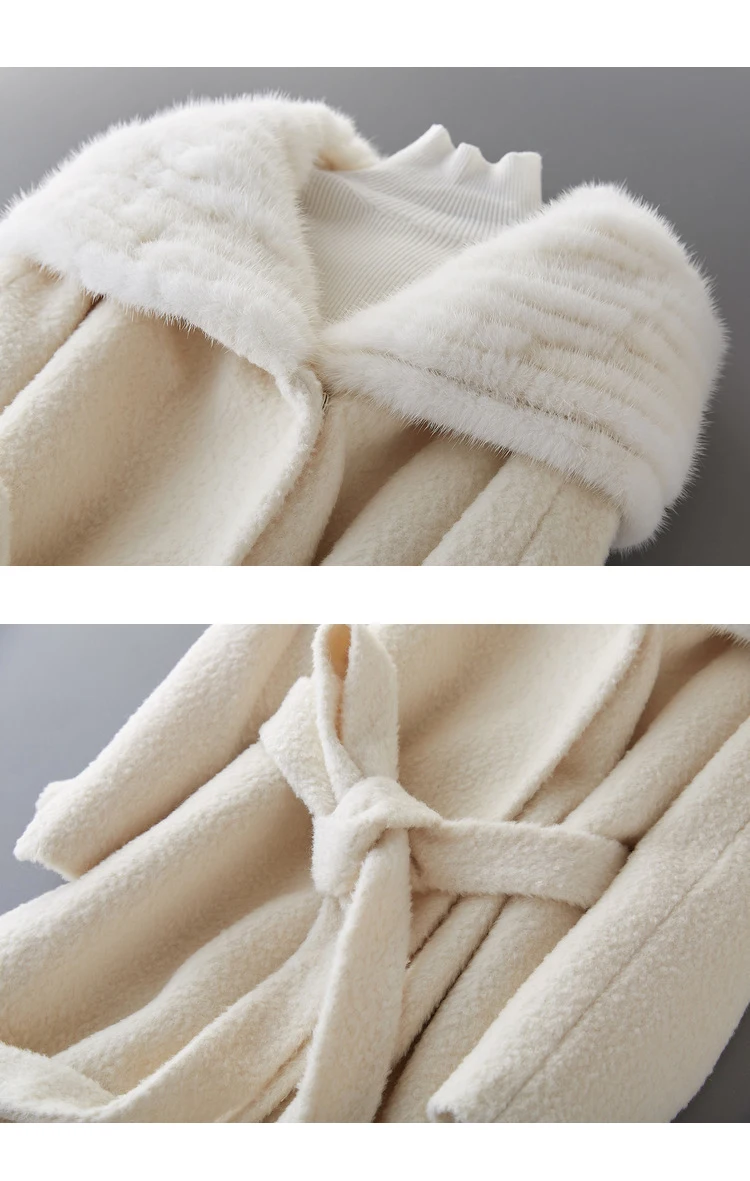 Пальто из настоящей шерсти, шерстяная куртка из альпаки, осенне-зимнее пальто, женская одежда, Корейская винтажная норковая куртка с капюшоном, Abrigo Mujer