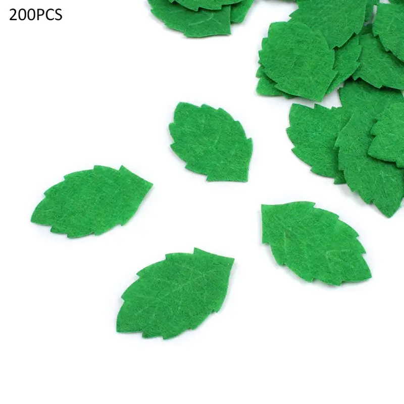 

200pcs Green Leaves Leaf Card Making Decorating DIY Sewing Crafts Felt Handcraft Applique Wall Stickers 30mm