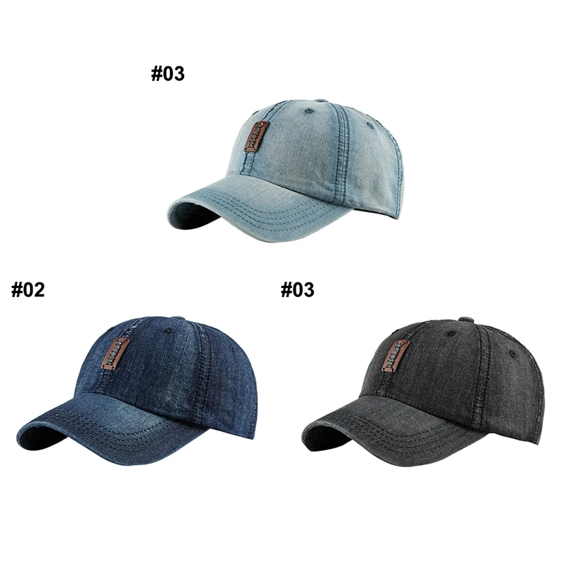 

Baseball Cap Women Men Washed Denim Peaked Hat Headwear Outdoor Sports Wear With Adjustable Back Closure