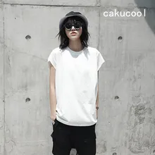 Cakucool Новая женская летняя хлопчатобумажная футболка Harajuku без рукавов минималистичные футболки футболка базовые Топы для женщин черный белый плюс размер