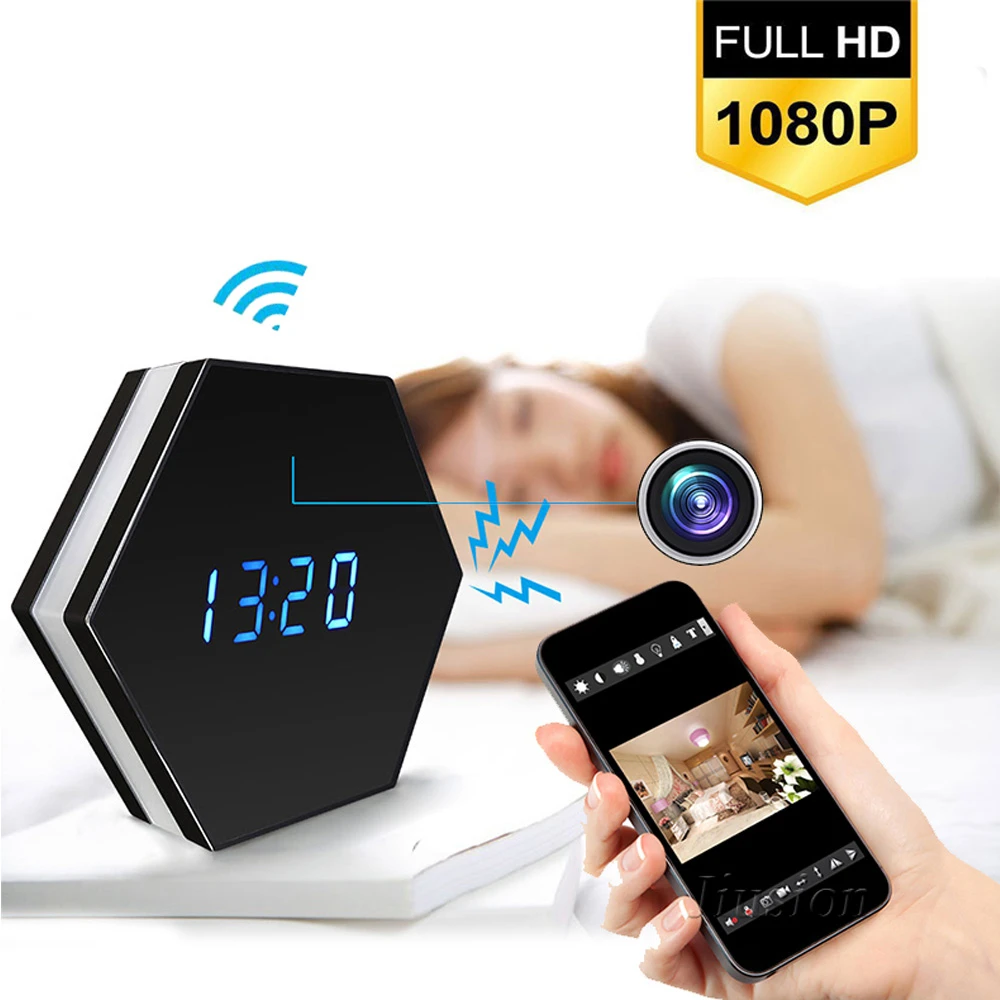 

Wifi Mini Camcorder HD 1080P Clock Smart Mirror Clock Camera IP Night Vision Video recorder Motion Detection Micro Small Camera