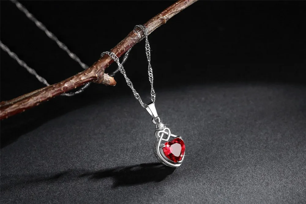Модное красное сердце циркон кулон ожерелье полный циркон любовь ожерелье
