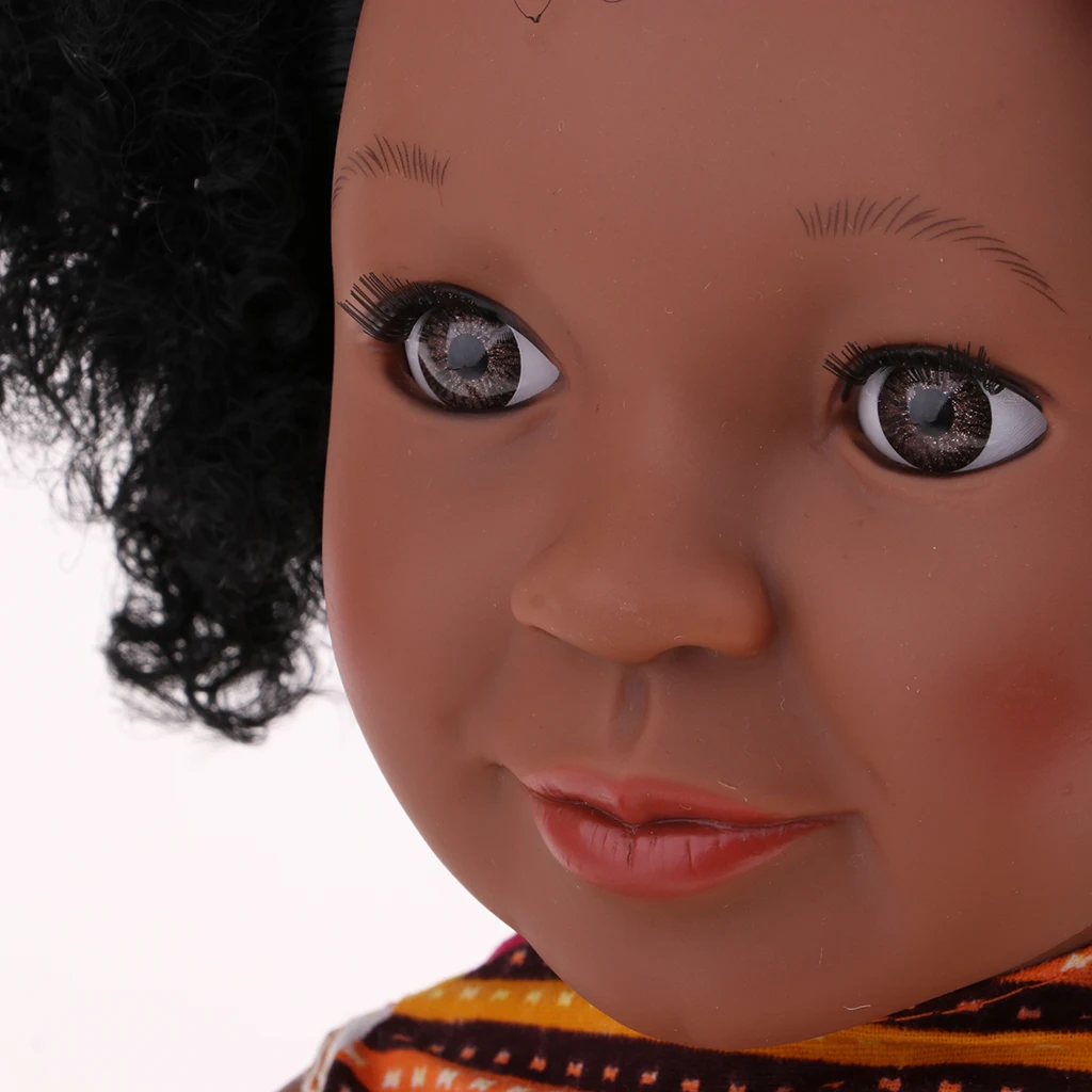 Реалистичная 18 дюймовая полностью виниловая Кукла Reborn в Африканском и американском стиле для маленьких девочек-может сидеть, стоять и лежать легко