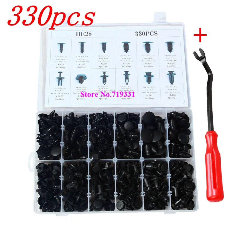 

330 Clips Push Pin Rivet Trim Retainer For GM Ford Toyota Honda With Screwdriver