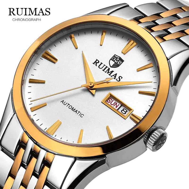 

RUIMAS Men Brand Watch Fashion Luxury Wristwatch Waterproof Semi-automatic Mechanical Watch Calendar Sport Casual Watches RS6698