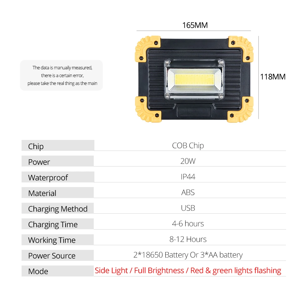 20W Portable Lantern Light USB RechargeableBattery Powered COB Floodlight Outdoor Camping Lawn Work Lamp Lantern LED Worklight (4)