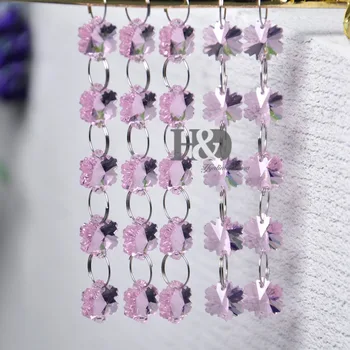 

Green Glass Chain K9 Crystal Chandelier Parts 5 chain/set Beauty Wedding Accessories Car Window Hanging Pendant Suncatcher