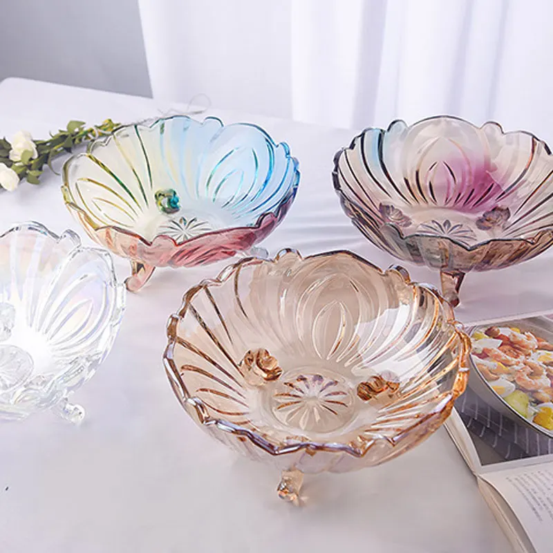 

Nordic color crystal candy jar living room decorative sugar bowl Household storage glass candy dish