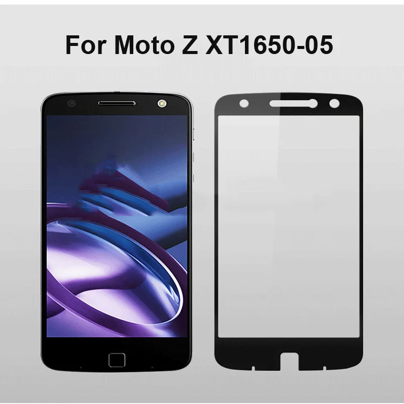 

1pcs Ultra-Thin White Black color full screen protector Tempered Glass film For Moto Z XT1650-05 Screen protective glass film