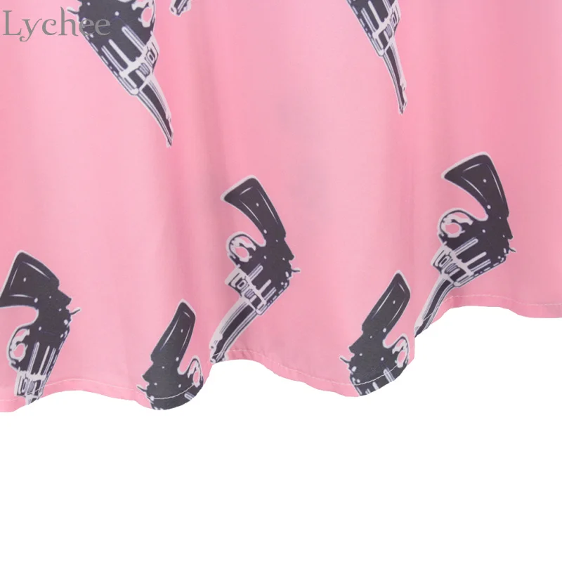 Lychee Harajuku панк Летняя женская блузка с принтом пистолета Повседневная Свободная рубашка с коротким рукавом топы