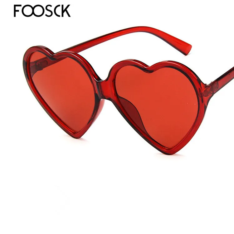 FOOSCK, женские брендовые дизайнерские Роскошные модные солнцезащитные очки в форме сердца, женские милые цветные прозрачные очки, кошачий глаз, оправа, очки