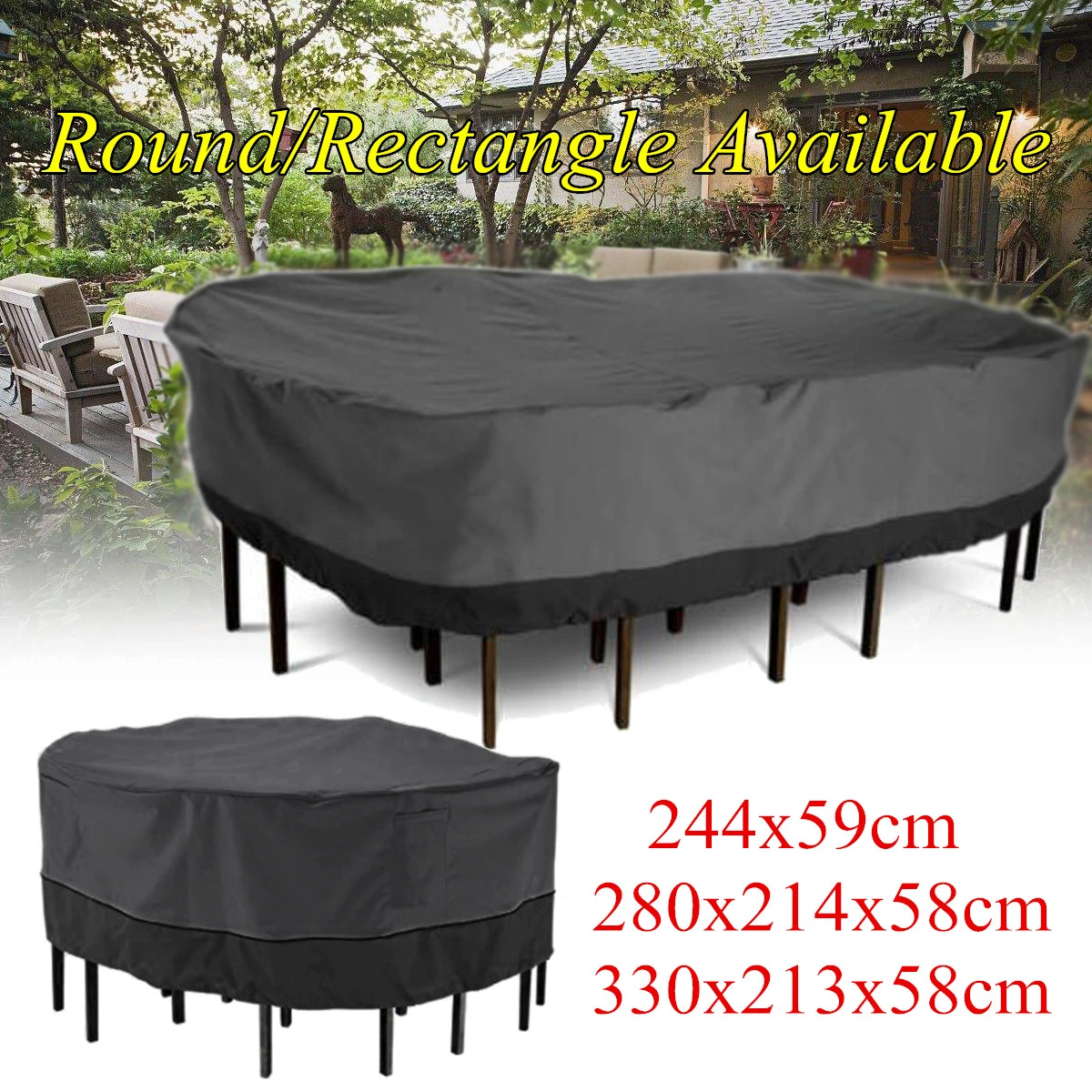 Us 27 0 55 Off Garden Patio Furniture Cover Black Polyester Table Waterproof Anti Dust Protective Outdoor Tablecloth Supplies In