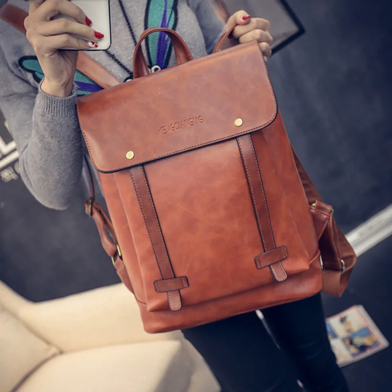 Marca PU cuero impermeable estilo Preppy Mochila mujeres Simple diseño Casual masculina Mochila portátil hombres Casual Mochila Marca PU cuero impermeable estilo Preppy Mochila mujeres Simple diseño Casual masculina Mochila portátil hombres Casual Mochila