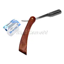 Мужской складной нож для бритья, новое Сменное лезвие, прямые бритвы, складной нож для бритья, ручка из розового дерева, 10 лезвий