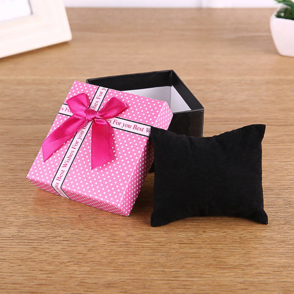 Square Earrings Ring Jewelry Gift Box Storage Display Box Casket for Decorations Coffin Watch Box Bow 5