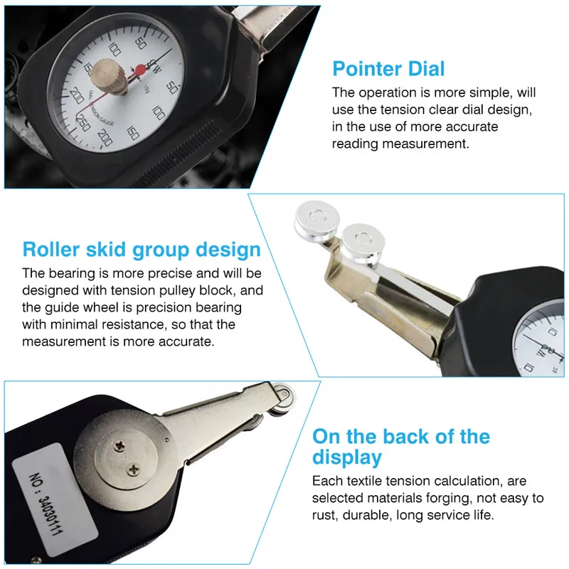 Textile Tension Meter 0-250N Newton Pressure Tester Mechanical Force Measuring Dial Tensiometer Gauge Hand Held Double Needle (8)